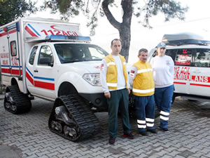 112 ekibi, paletli ambulansla ka hazr