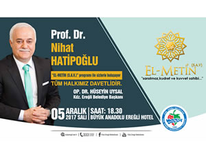 Nihat Hatipoğlu, Ereğli’de konferans verecek